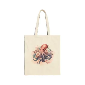 Canvas Tote Bag Octopus Floral