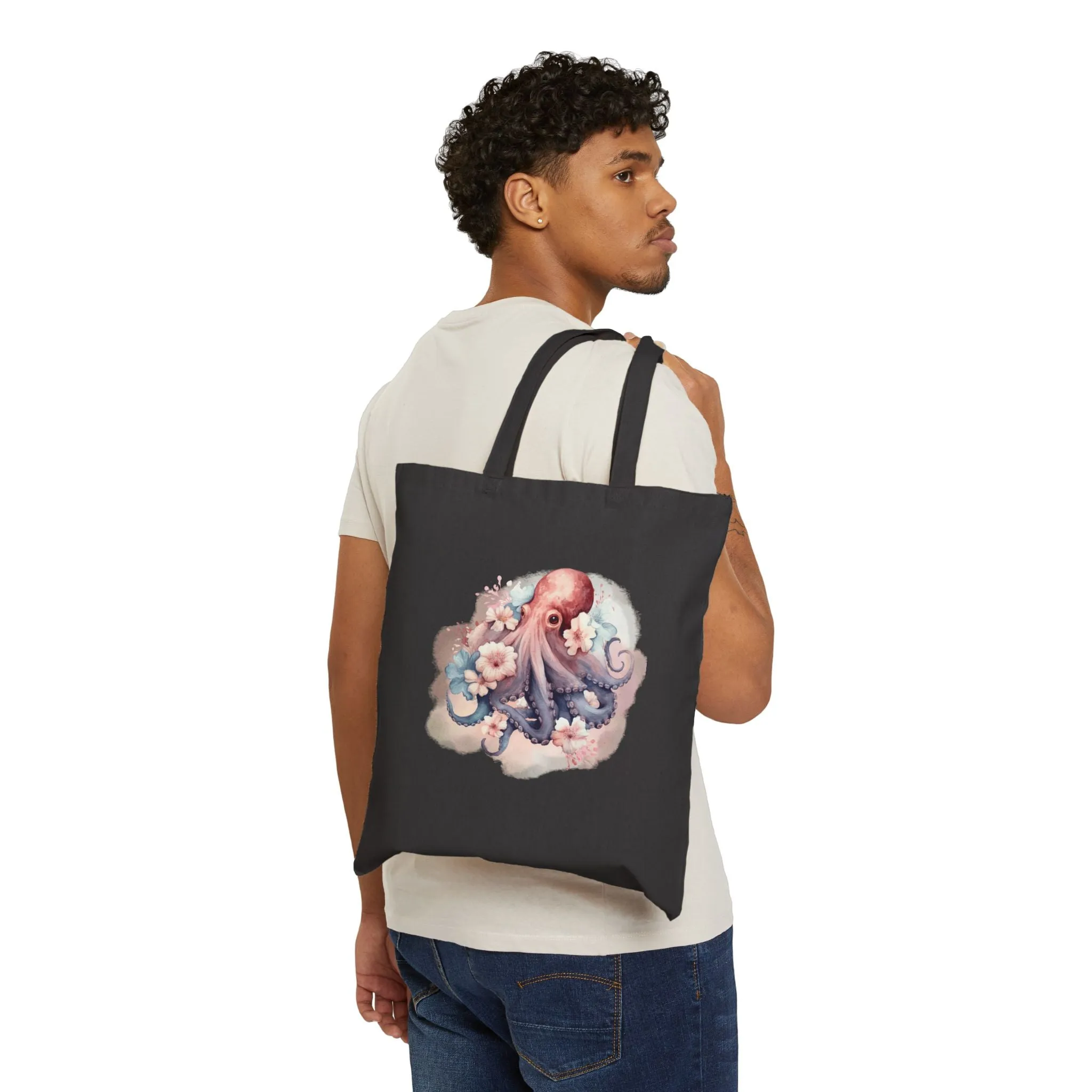 Canvas Tote Bag Octopus Floral