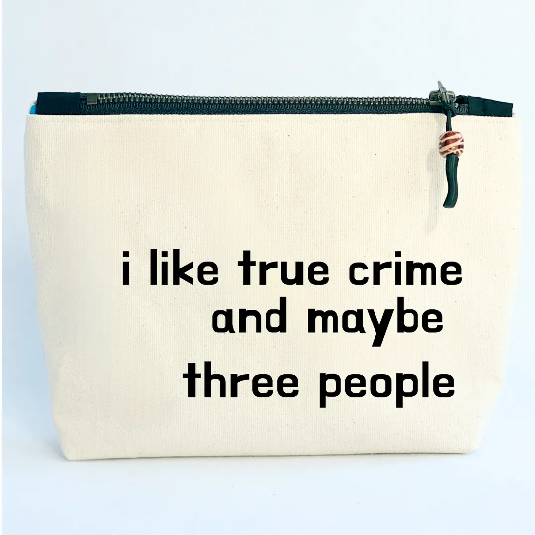 Canvas zip bag lined - true crime and three people