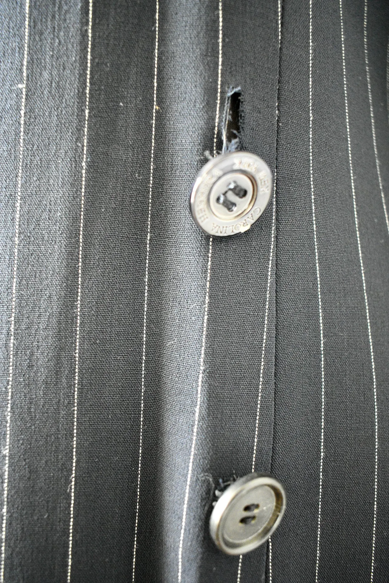 Carolina Herrera Navy Blue Pinstripe Dress