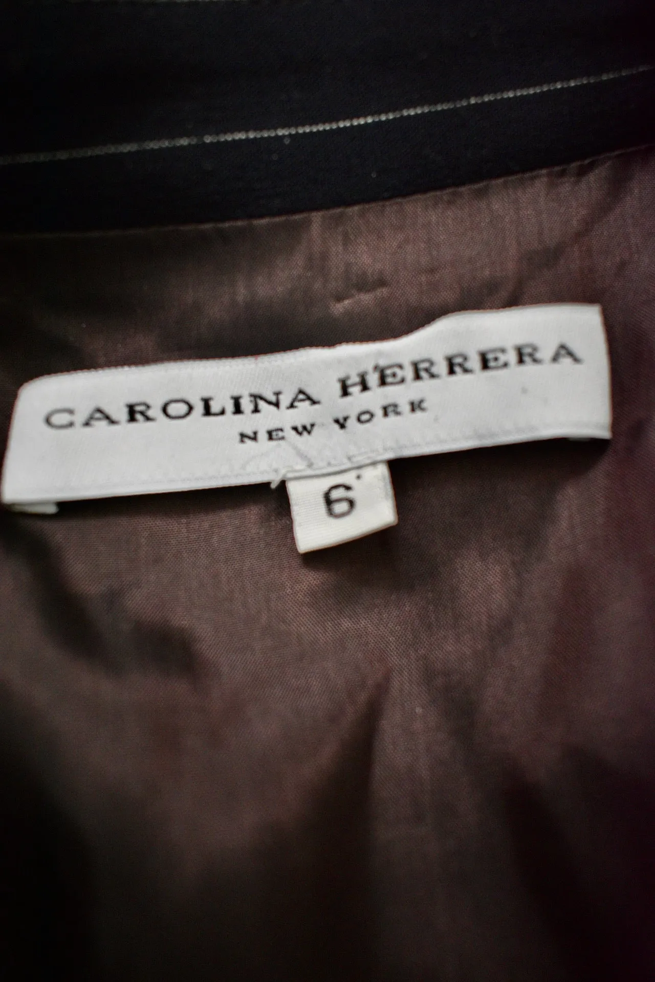 Carolina Herrera Navy Blue Pinstripe Dress