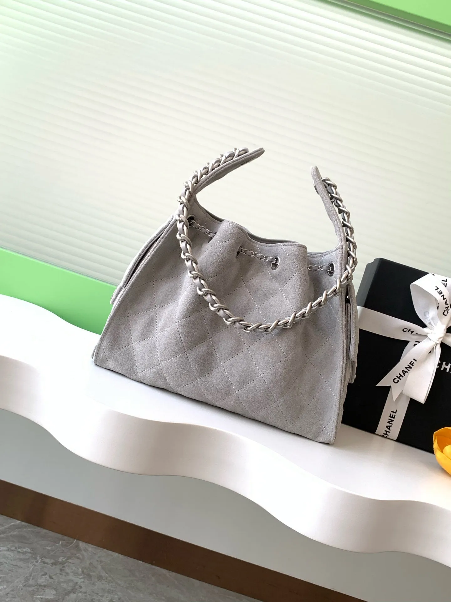 CC 25C Hobo Bag 30cm Dark Grey Suede