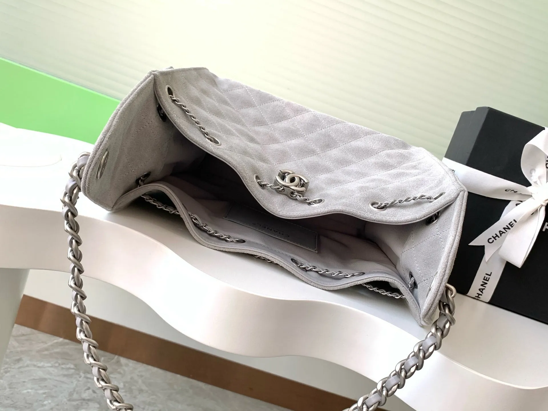CC 25C Hobo Bag 30cm Dark Grey Suede
