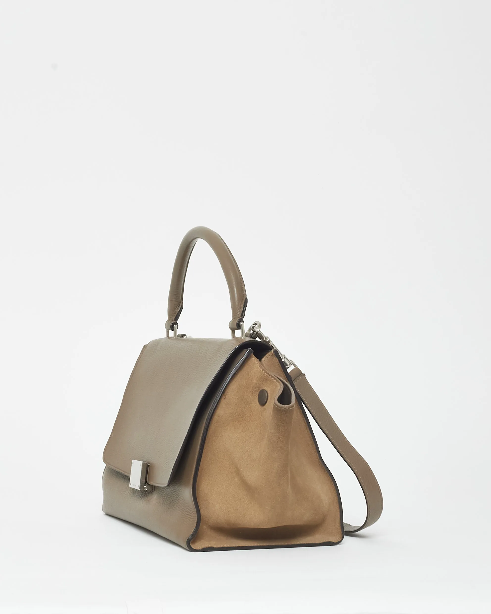 Celine Taupe Leather & Suede Mini Trapeze Bag