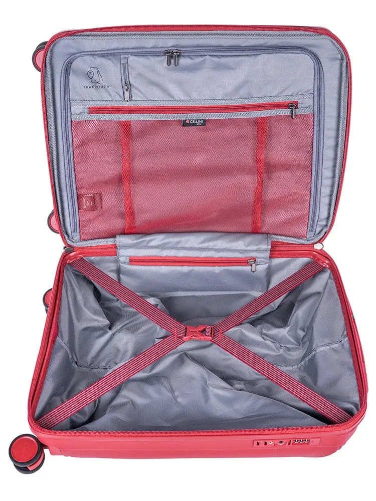 Cellini Qwest 4 Wheel  Carry On Trolley Red