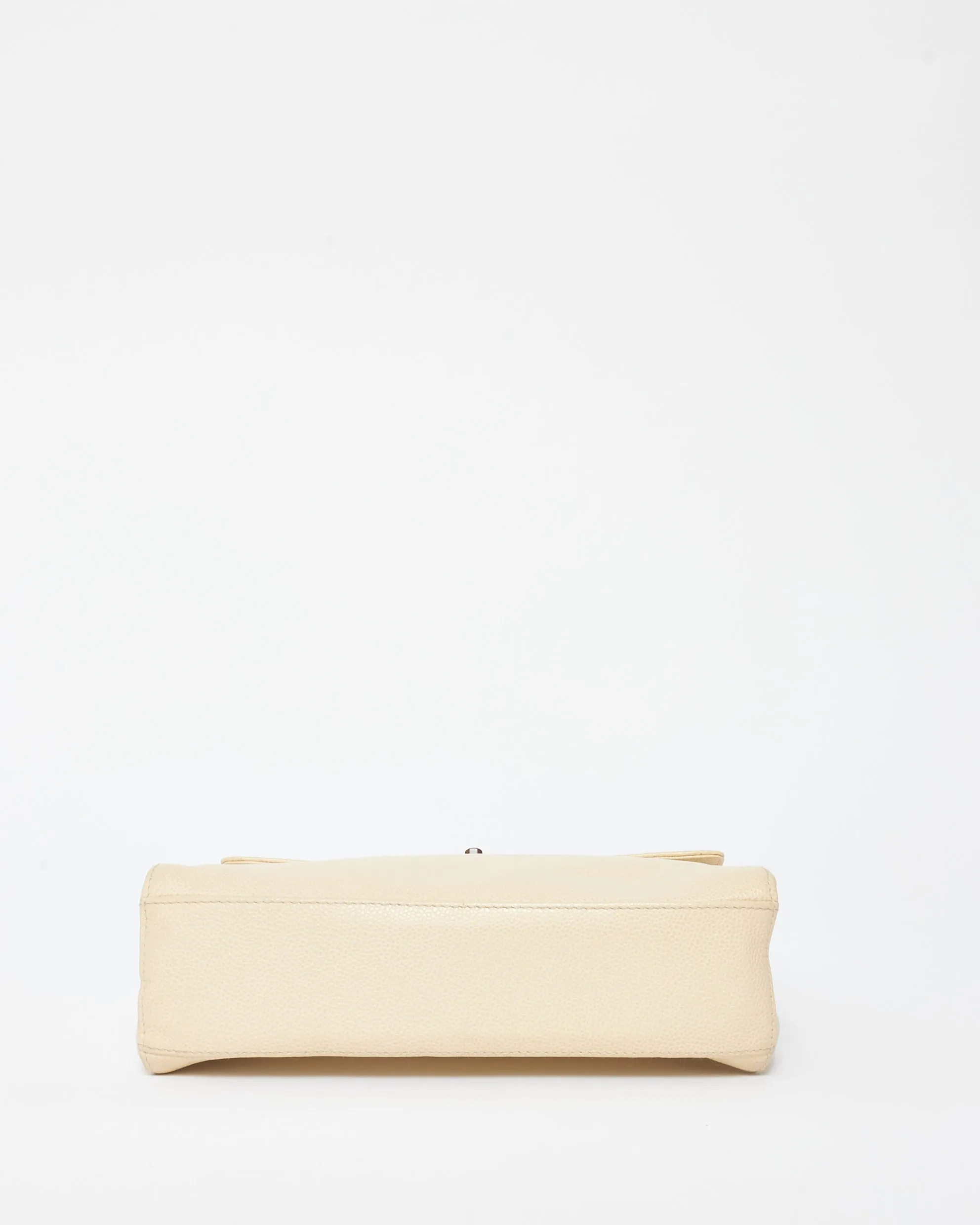 Chanel Vintage Cream Caviar Leather & Wood Kelly Bag