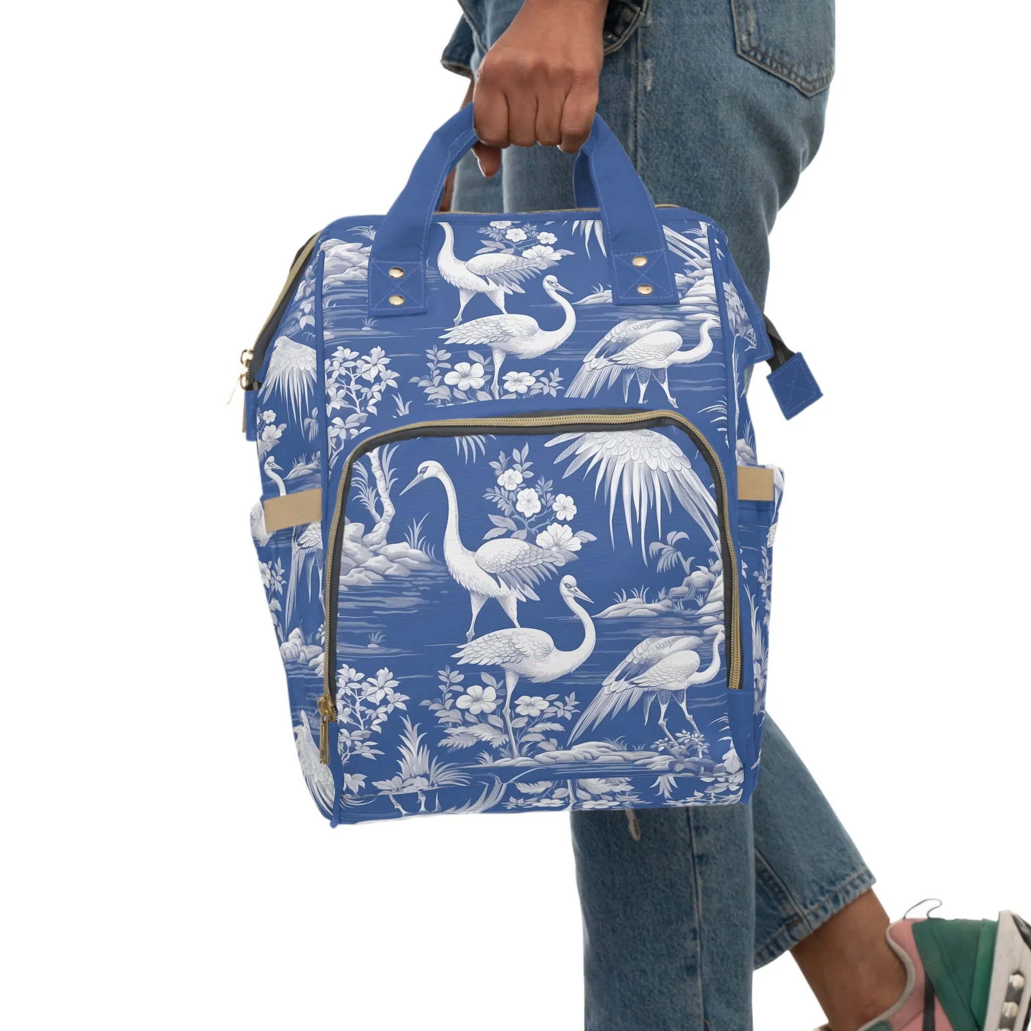 Chinoiserie Diaper Backpack - Elegant & Practical Baby Bag with Traditional Asian Motifs, Perfect for Stylish Parents