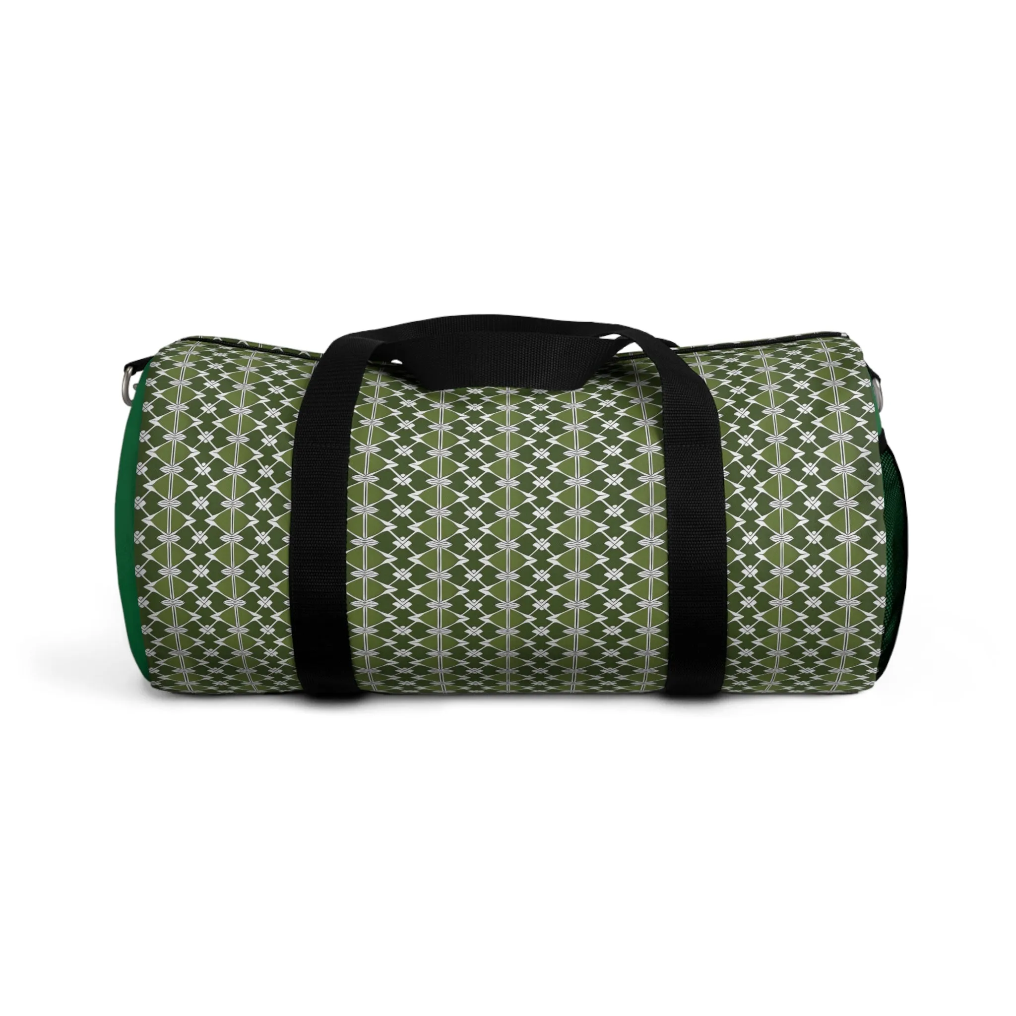 Classic Two Color Green Patterned Duffel Travel Bag