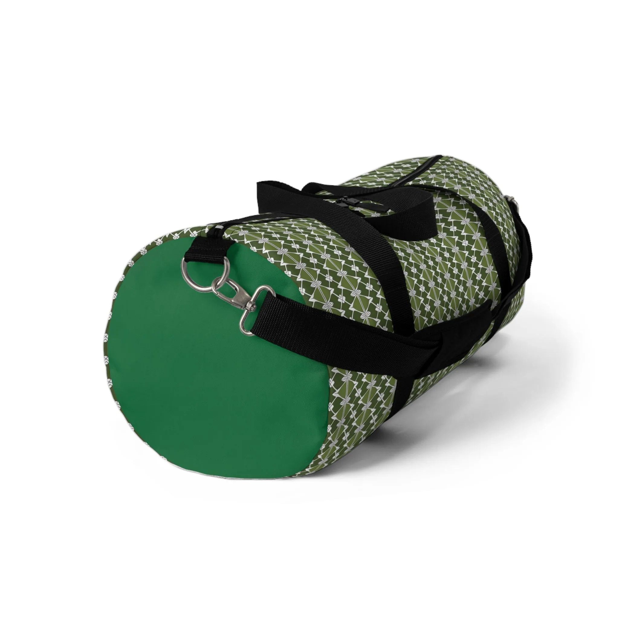 Classic Two Color Green Patterned Duffel Travel Bag