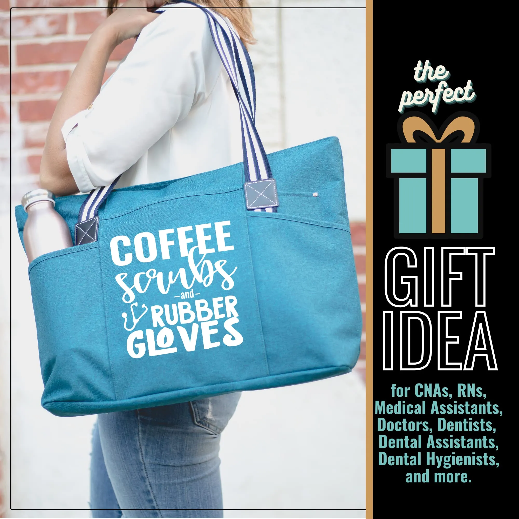 Coffee Scrubs Tessa Teal Tote Bag for Medical Workers