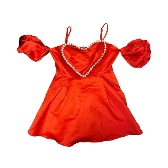 Collective The Label Diamanté Heart Structured Mini Dress