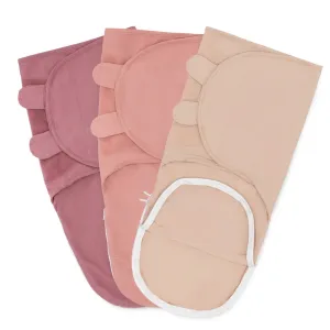 Comfy Cubs Easy Swaddle Blankets with Zipper - Light Blush, Blush, Mauve (Pack of 3)