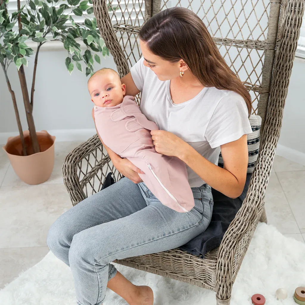 Comfy Cubs Easy Swaddle Blankets with Zipper - Light Blush, Blush, Mauve (Pack of 3)