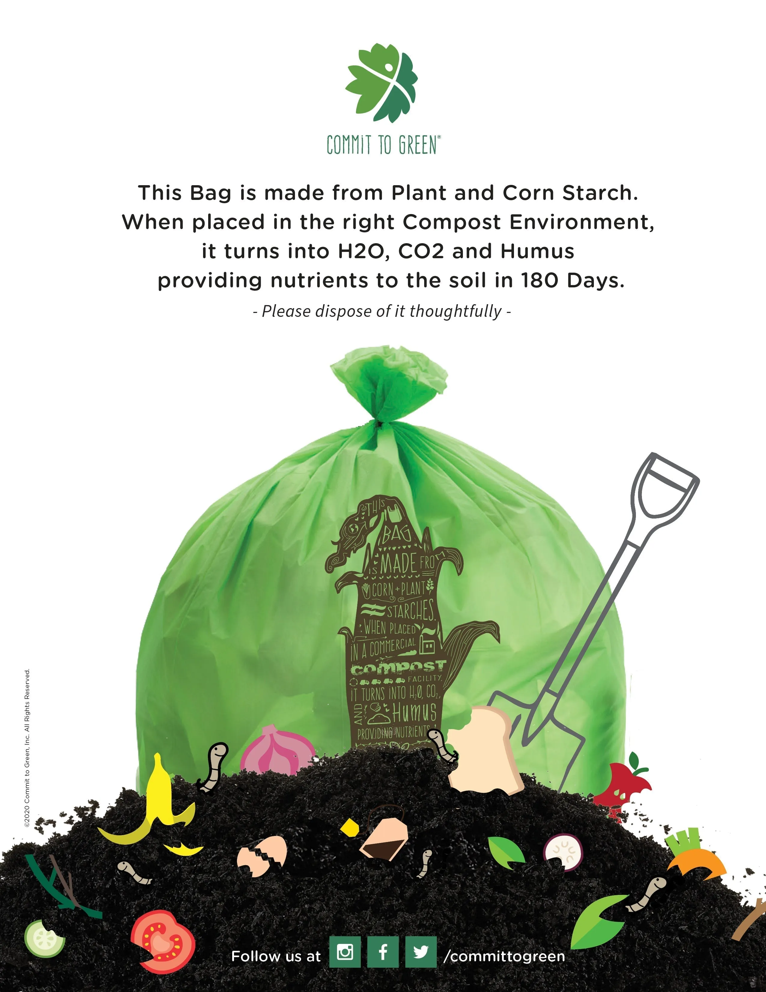 Compostable Food Scrap Bags<br>3 Gallon x4