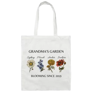 Custom Birth Month Garden Canvas Tote Bag