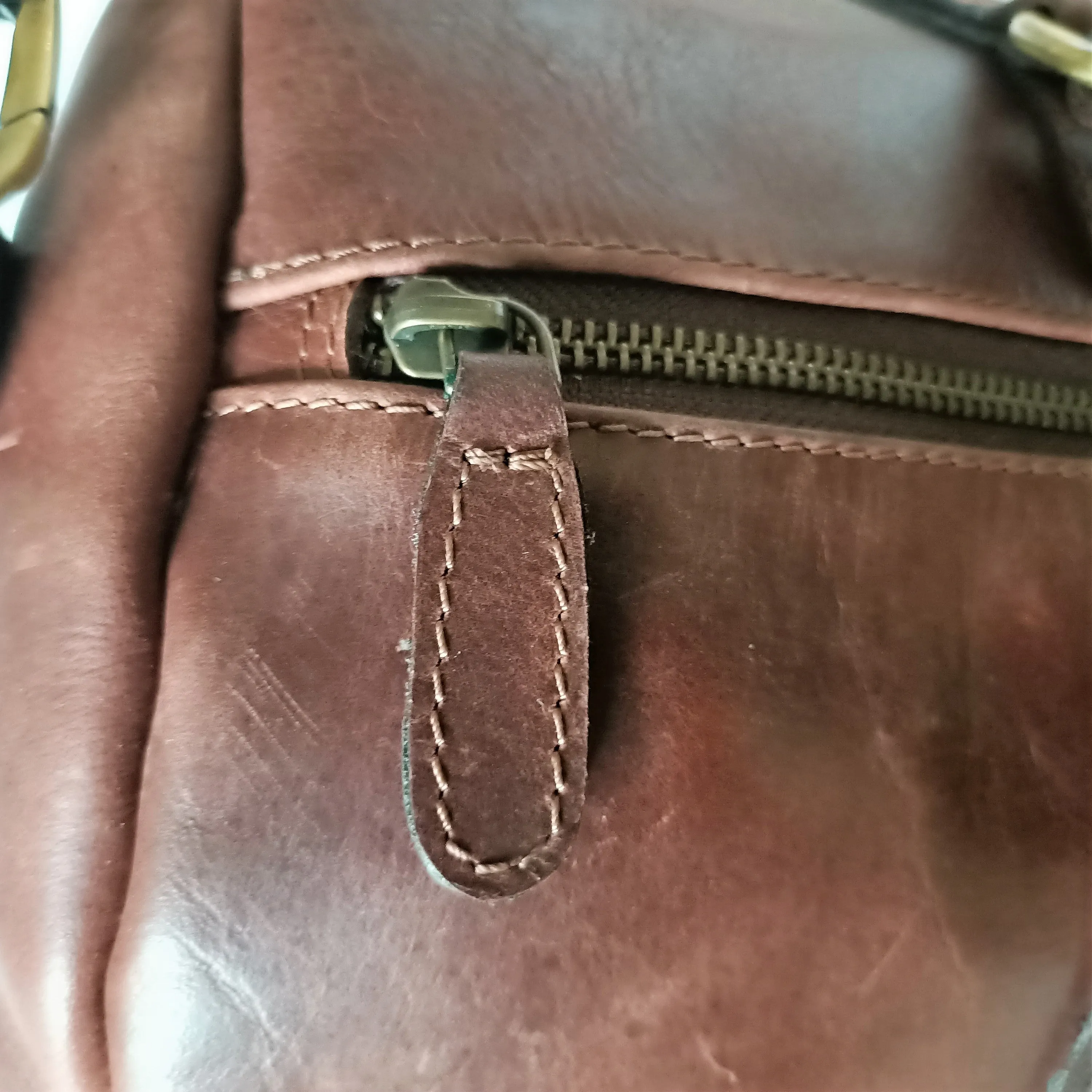Dark Brown Leather Duffel Bag