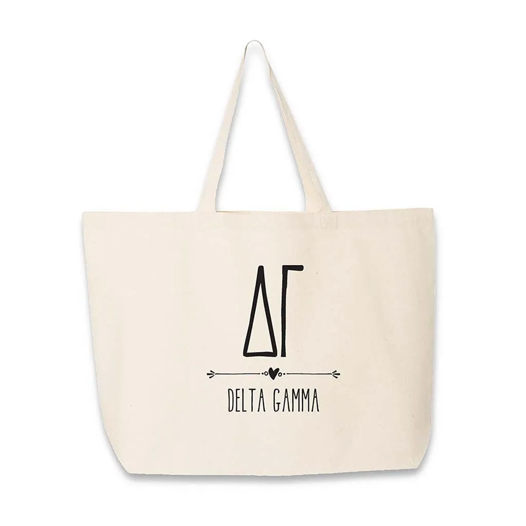 Delta Gamma Stylized Sorority Greek Letters Printed Canvas Bag