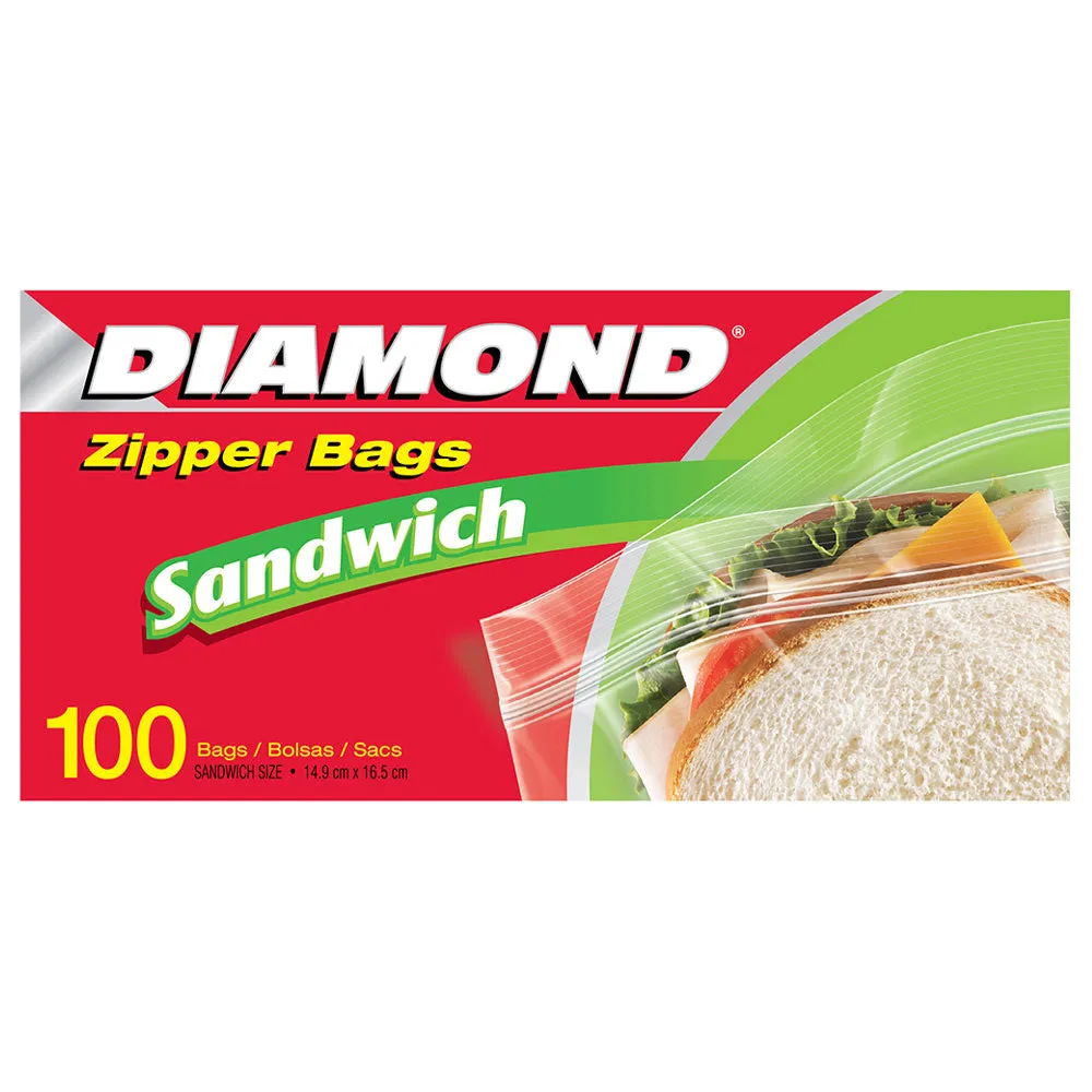 Diamond Zipper Sandwich Bags 100s