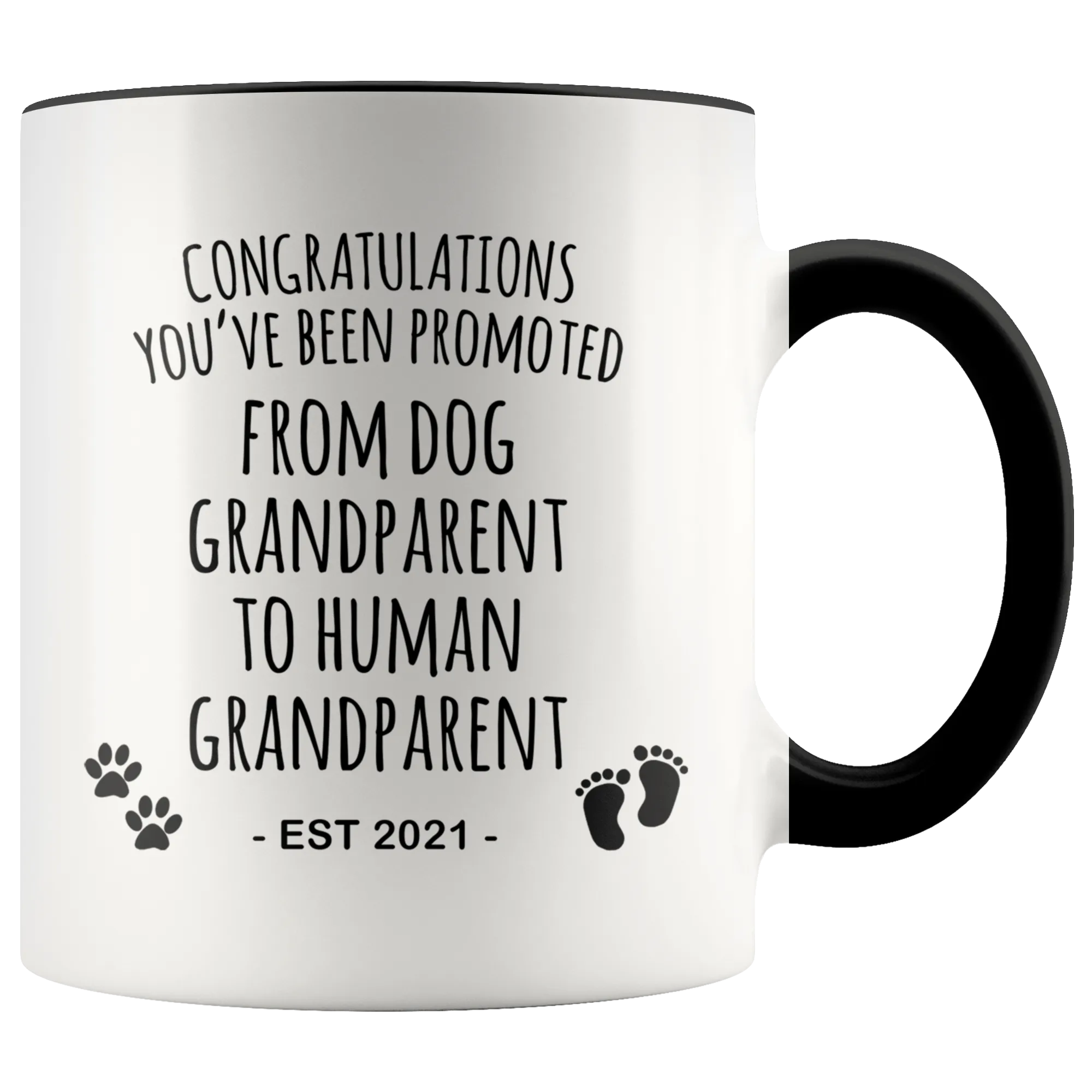 Dog Grandparent To Human Grandparent Mug Est 2021 Pregnancy Reveal First Time Grandparent Gift Promoted to Grandparent Cup Baby Announcement