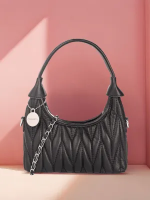 DressBerry Structured Hobo Bag with Quilted Detail