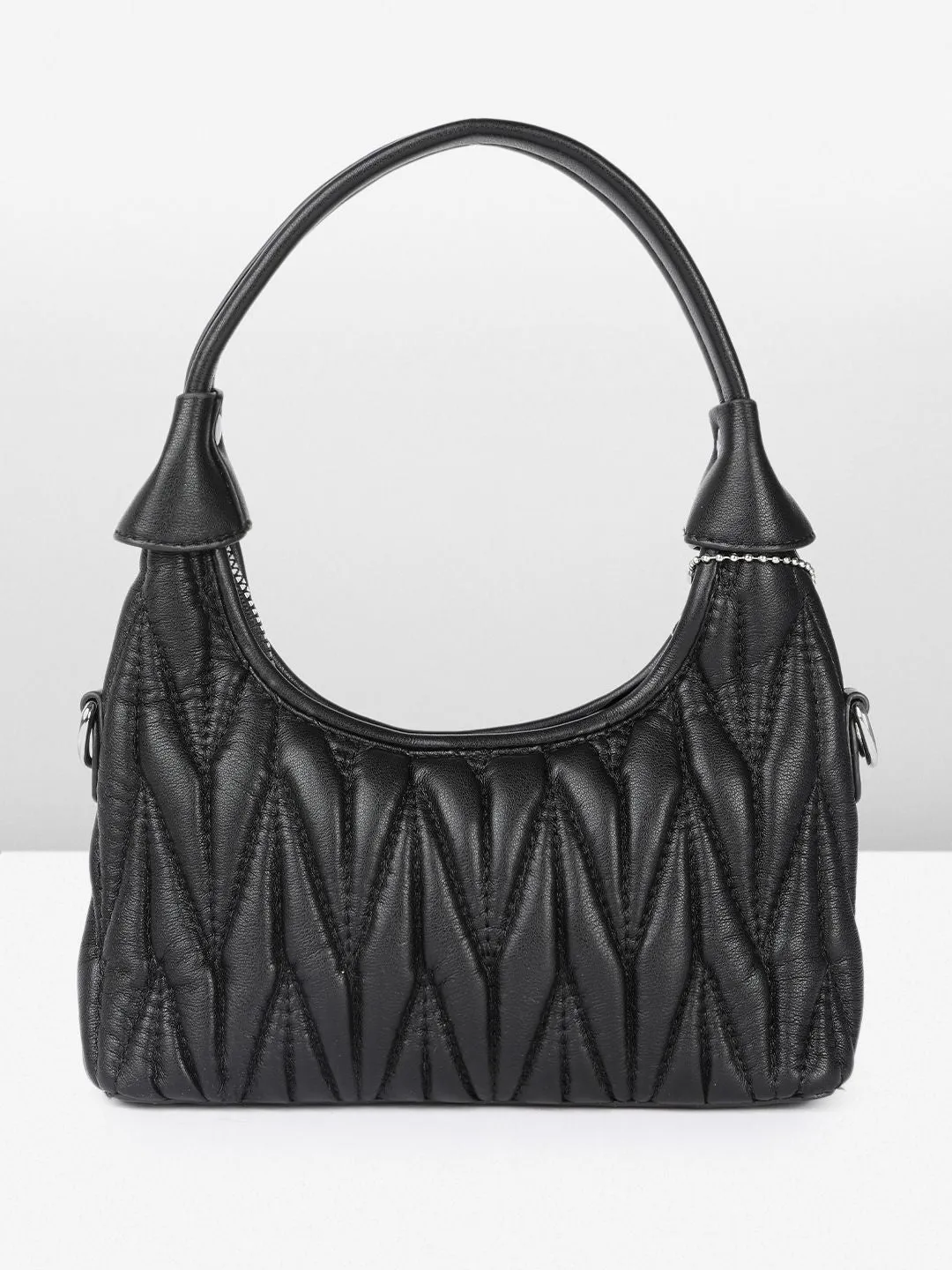 DressBerry Structured Hobo Bag with Quilted Detail