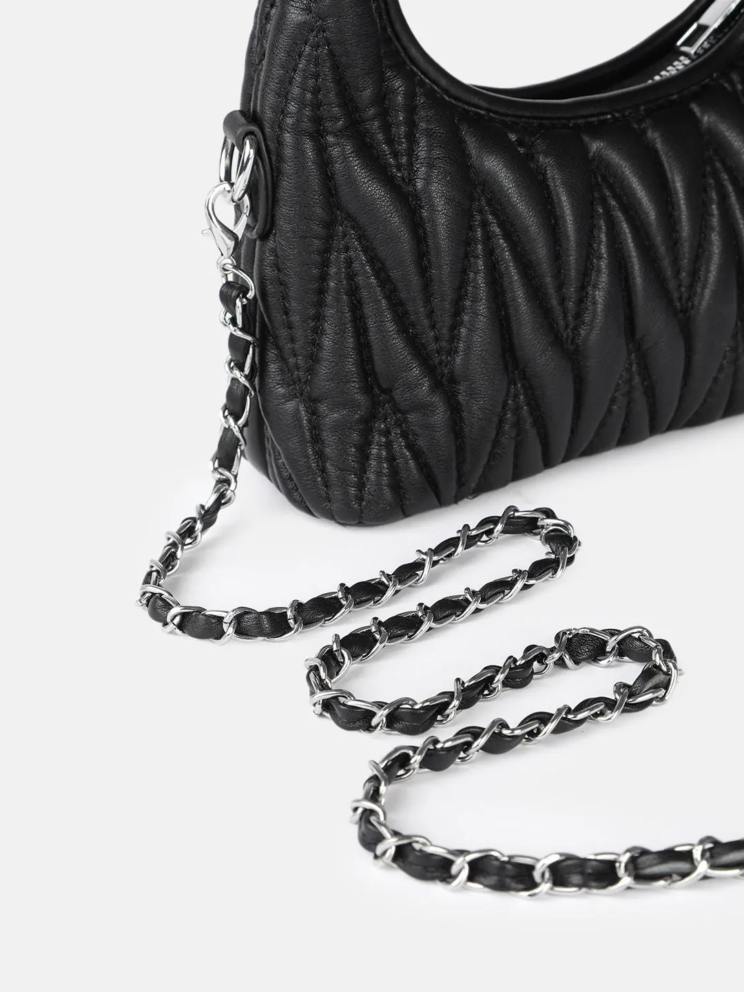 DressBerry Structured Hobo Bag with Quilted Detail
