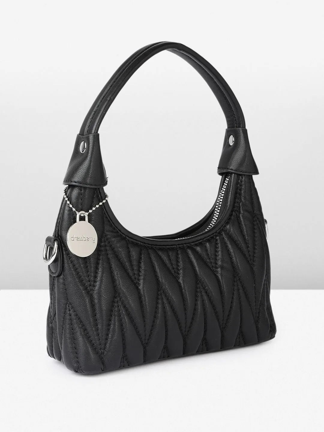 DressBerry Structured Hobo Bag with Quilted Detail