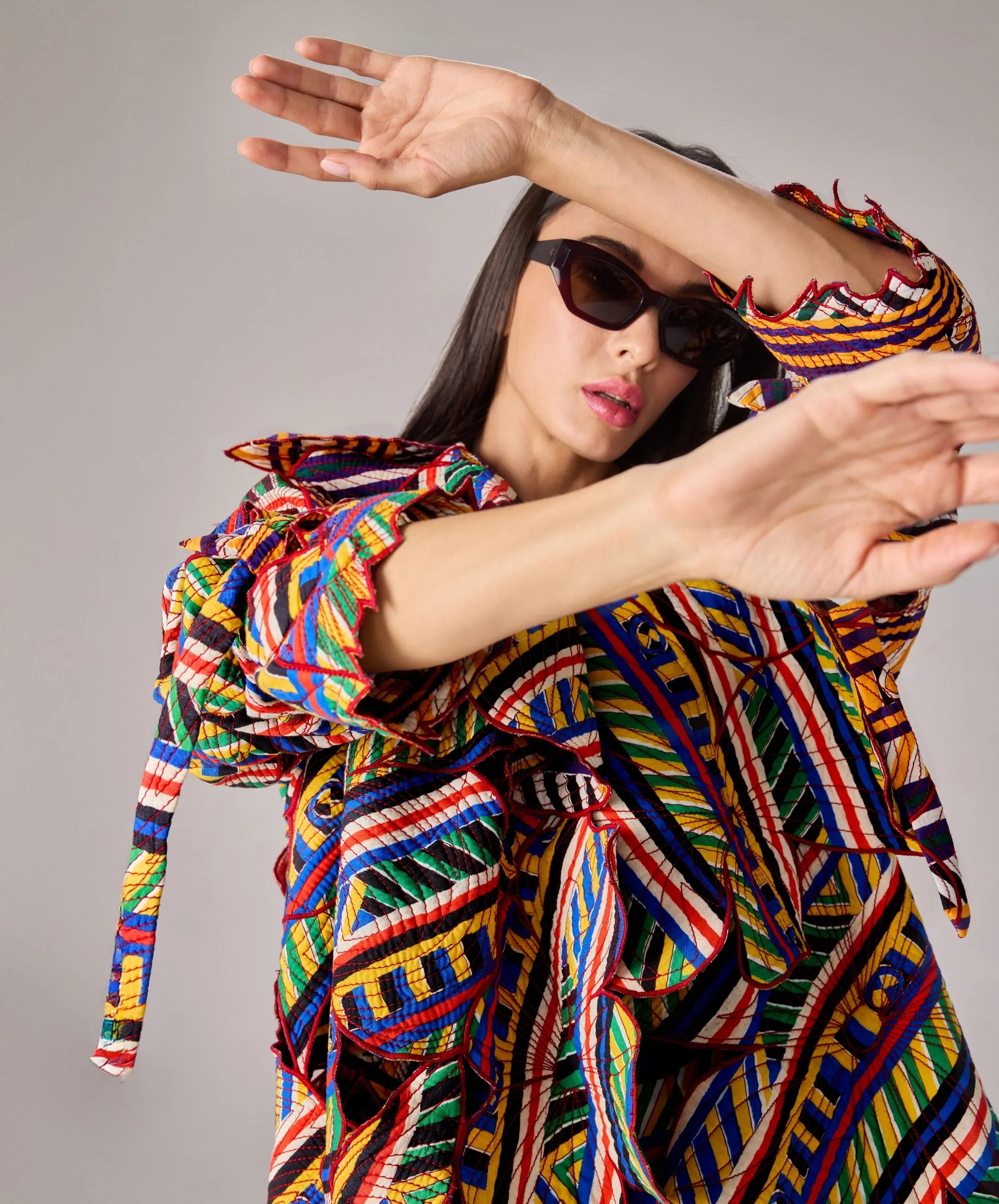 Effie multicolor coat and fifi dress