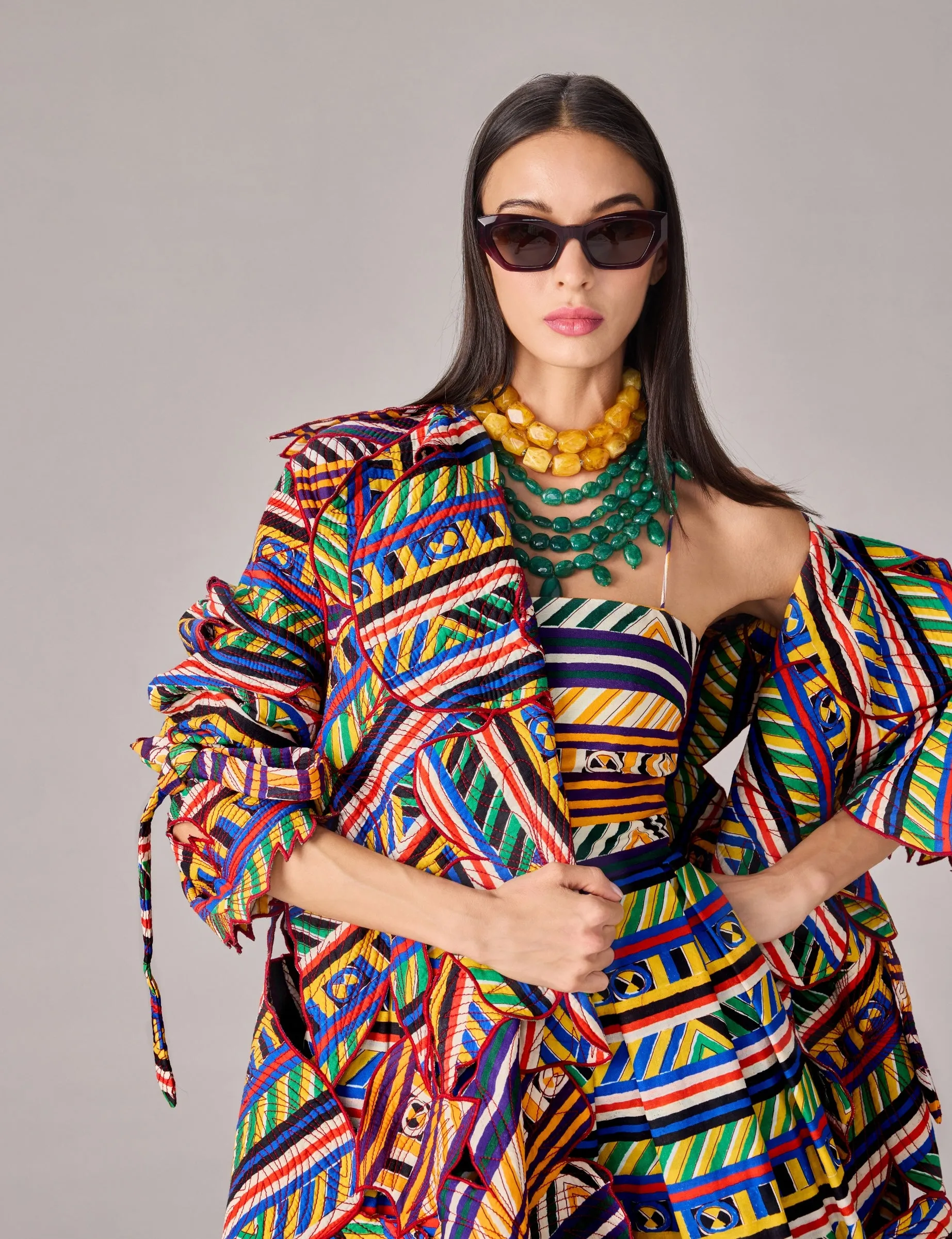 Effie multicolor coat and fifi dress