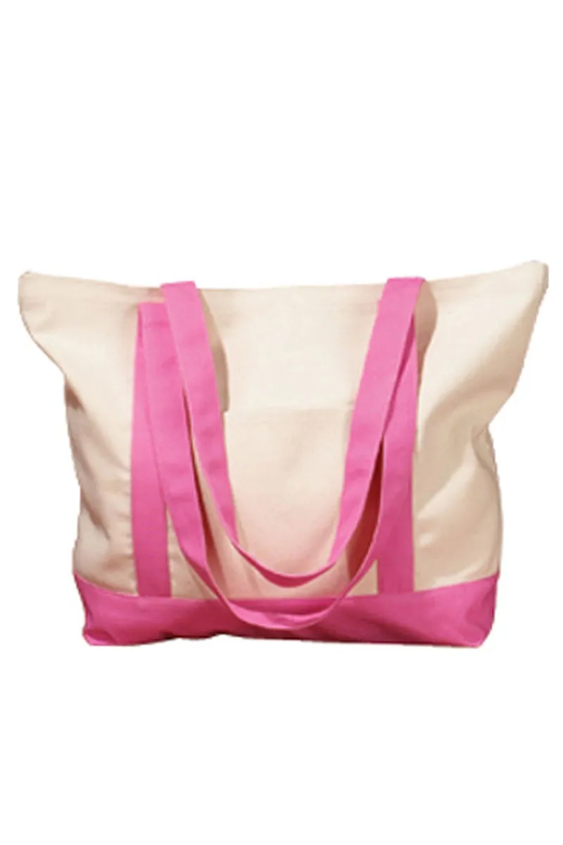 Embroidered Strawberry Cherry Canvas Boat Tote