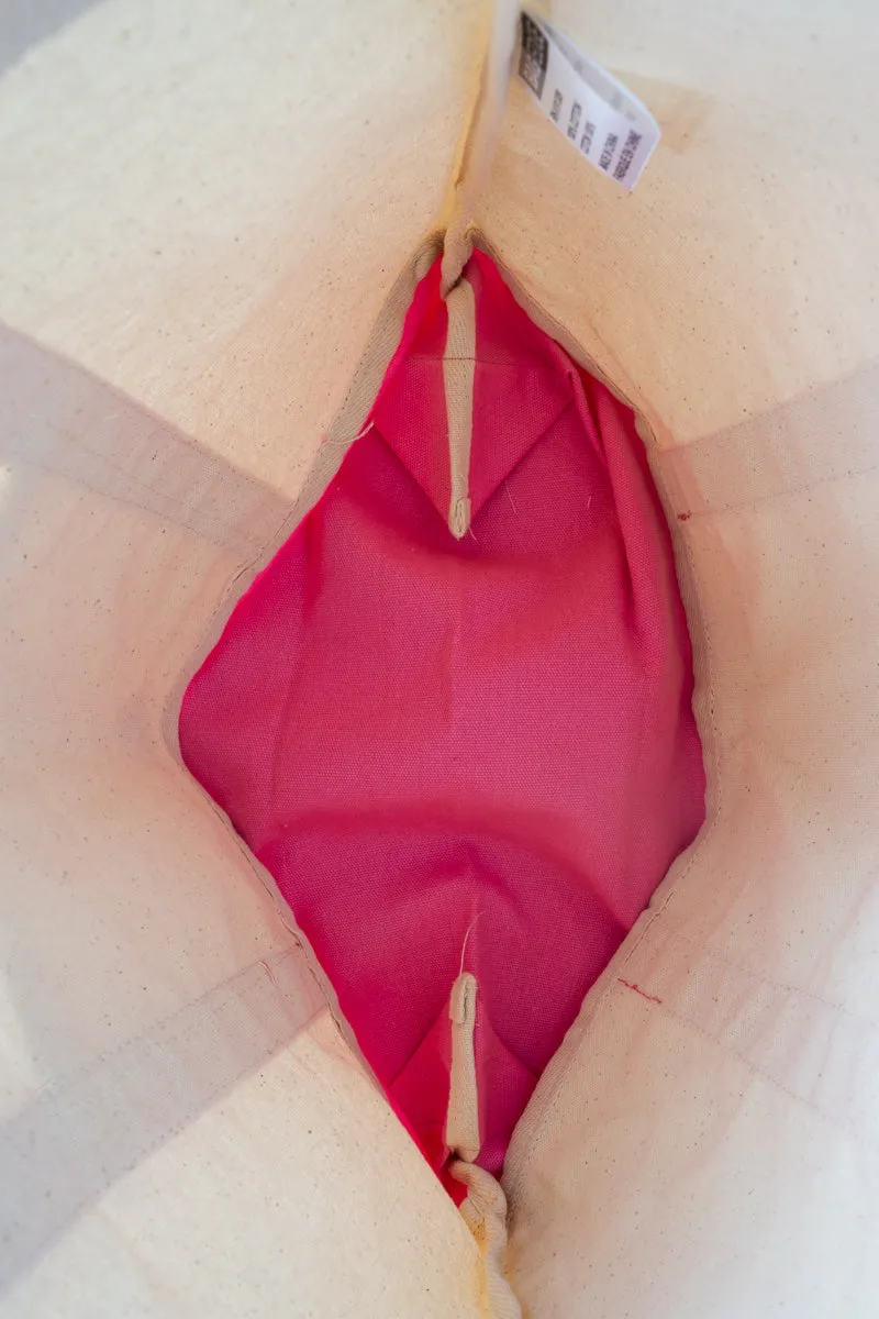 Embroidered Strawberry Cherry Canvas Boat Tote