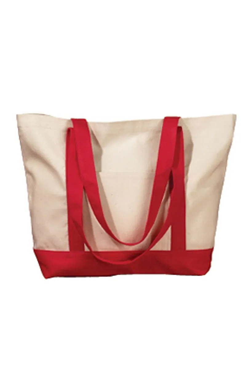 Embroidered Strawberry Cherry Canvas Boat Tote