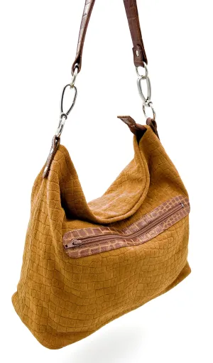 Emily Suede Hobo Bag - Honey
