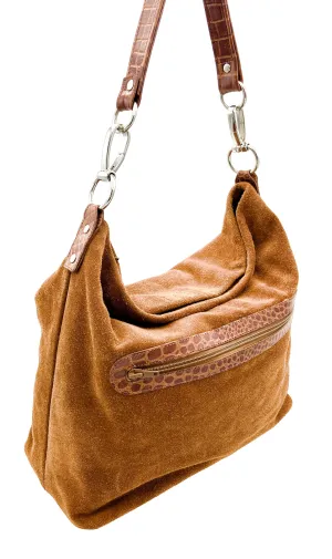Emily Suede Hobo Bag - Tan