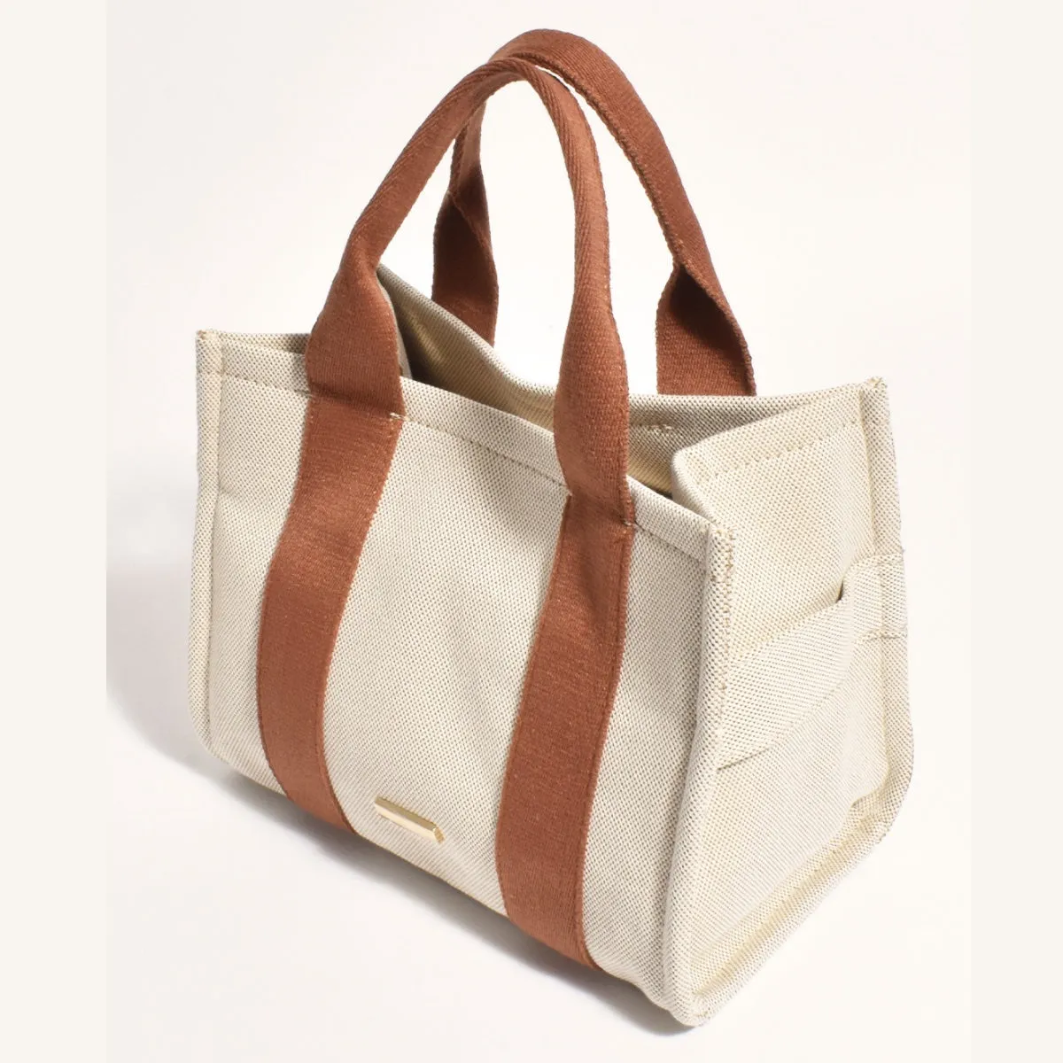Erin Canvas Mini Tote Bag (Natural/Tan)