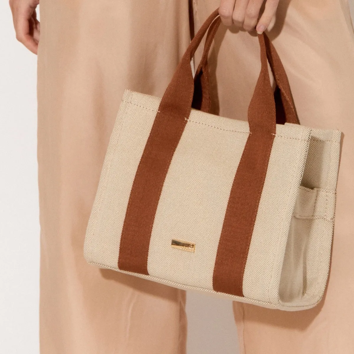 Erin Canvas Mini Tote Bag (Natural/Tan)