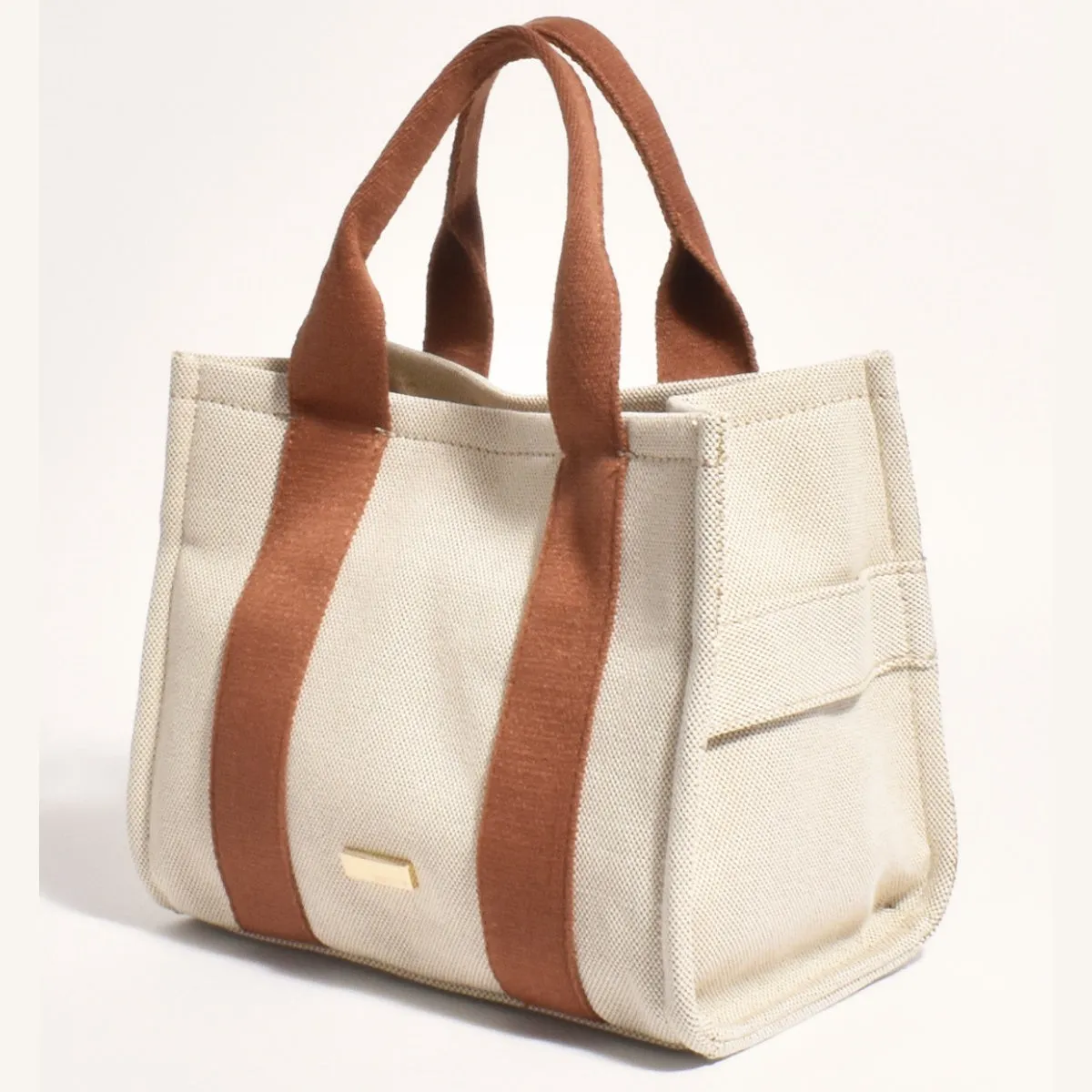 Erin Canvas Mini Tote Bag (Natural/Tan)