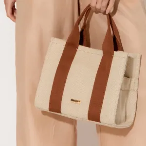 Erin Canvas Mini Tote Bag (Natural/Tan)