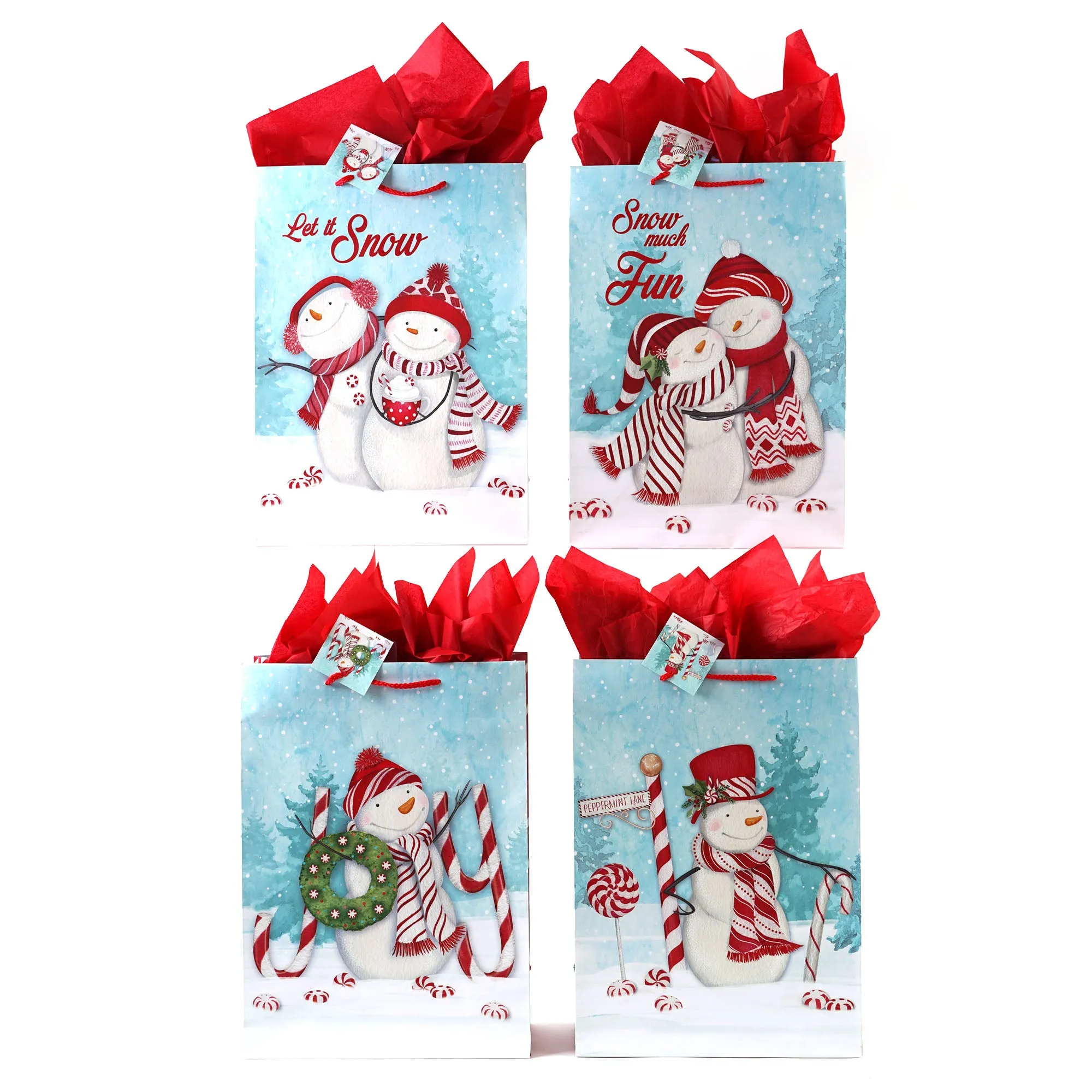 Extra Large Sweet Peppermint Snowman Printed Bag, 4 Designs