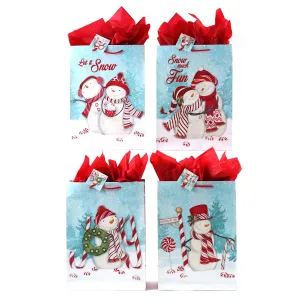 Extra Large Sweet Peppermint Snowman Printed Bag, 4 Designs