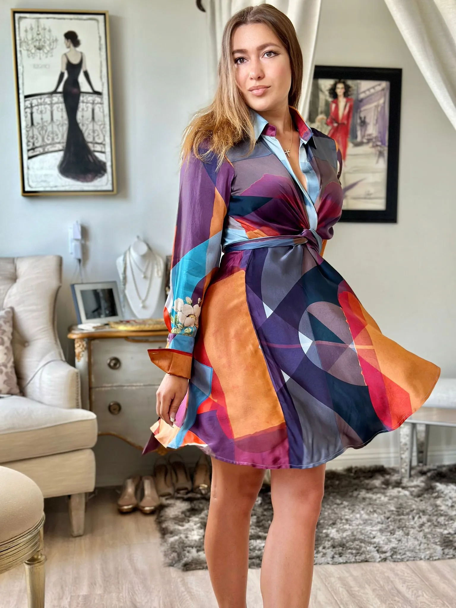 Falguni Shane Peacock Optical Flora Short knot dress