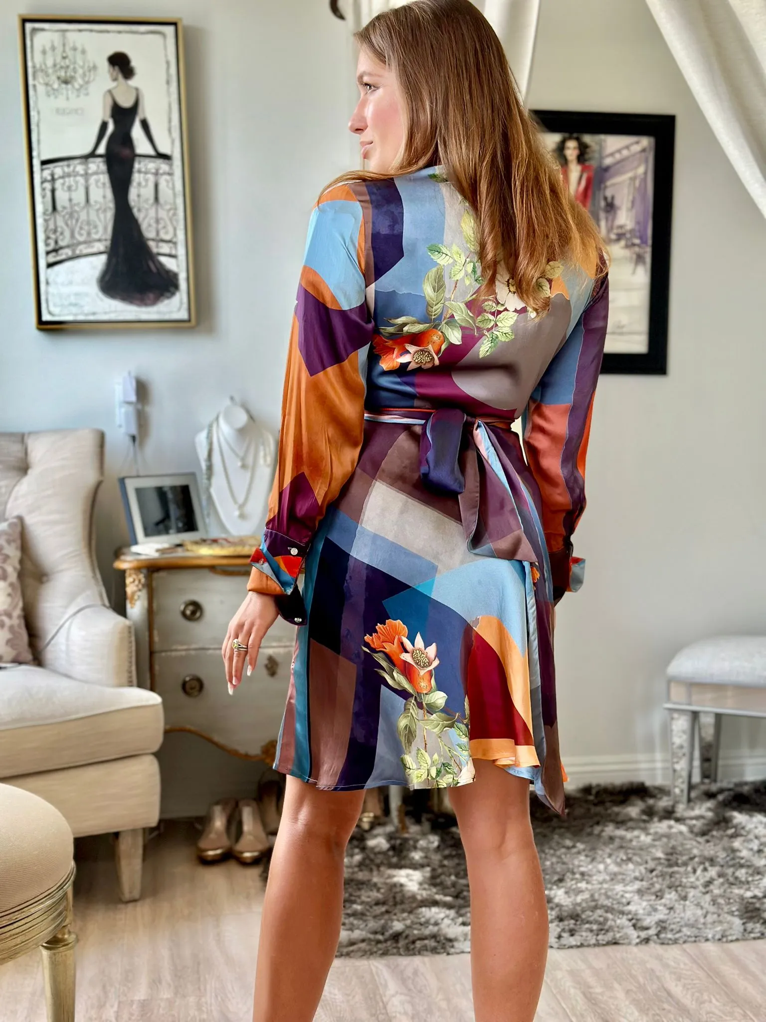 Falguni Shane Peacock Optical Flora Short knot dress