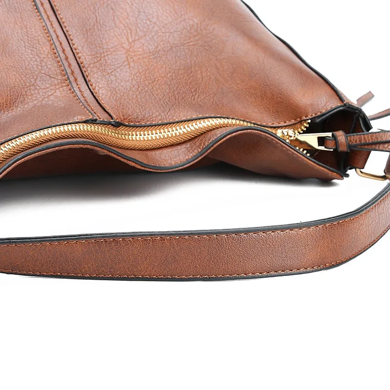 Faux Leather Women Hobo Bag Large Capacity Shoulder Bag