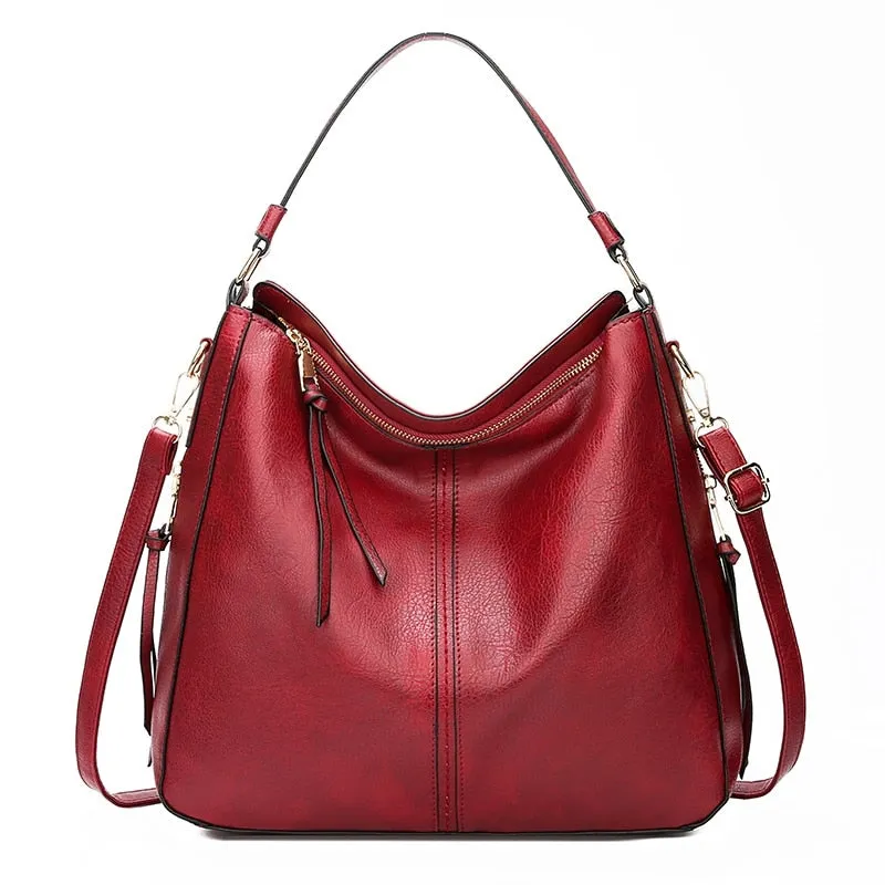Faux Leather Women Hobo Bag Large Capacity Shoulder Bag