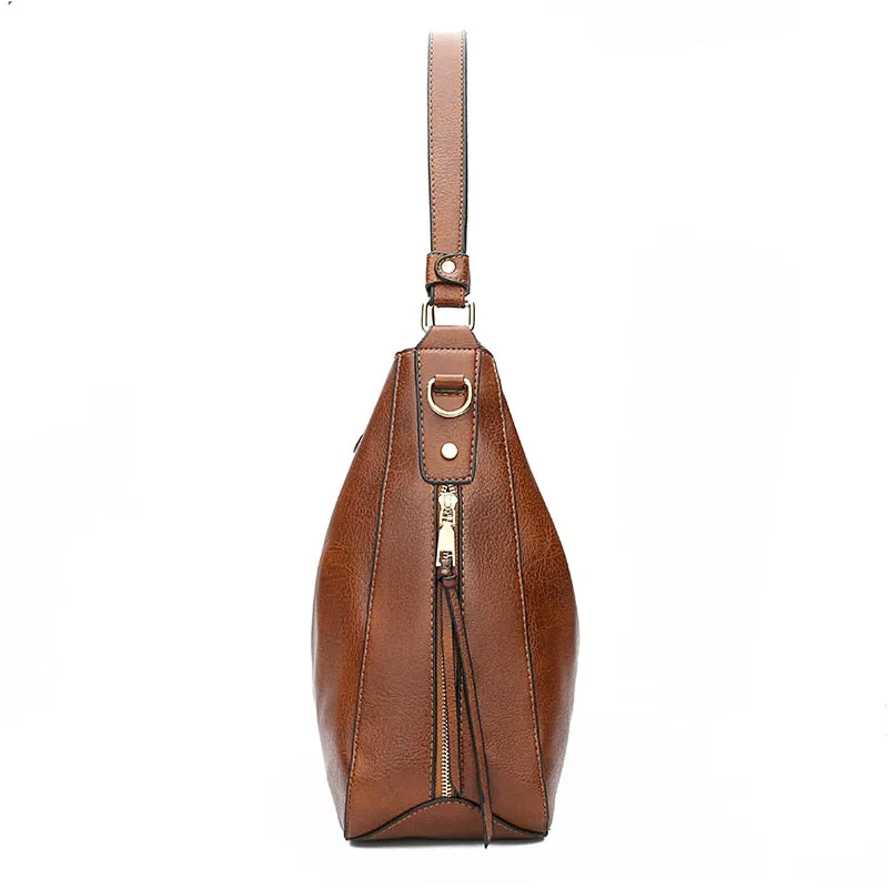 Faux Leather Women Hobo Bag Large Capacity Shoulder Bag