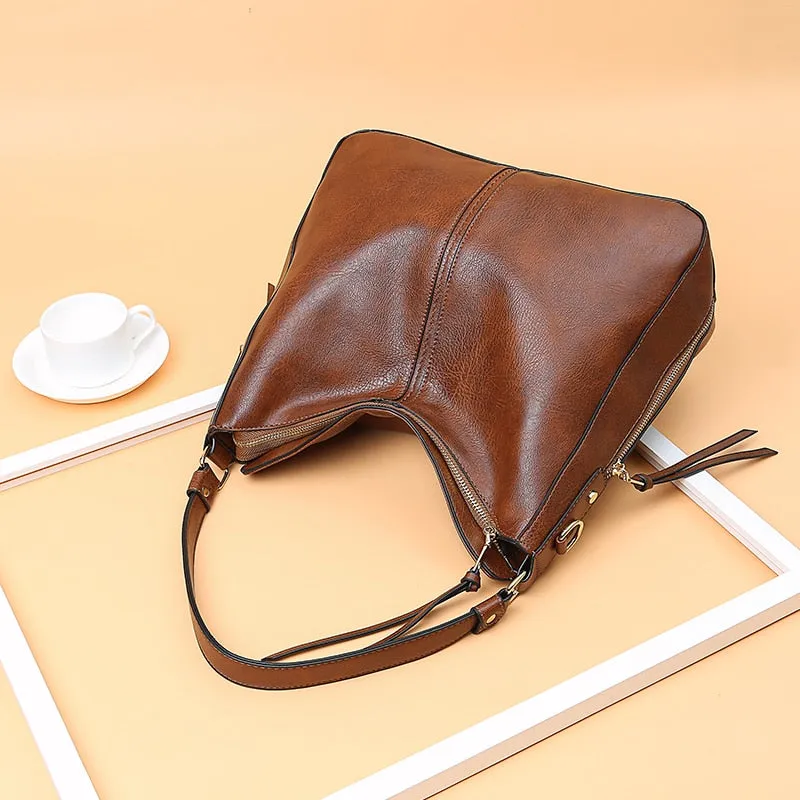 Faux Leather Women Hobo Bag Large Capacity Shoulder Bag
