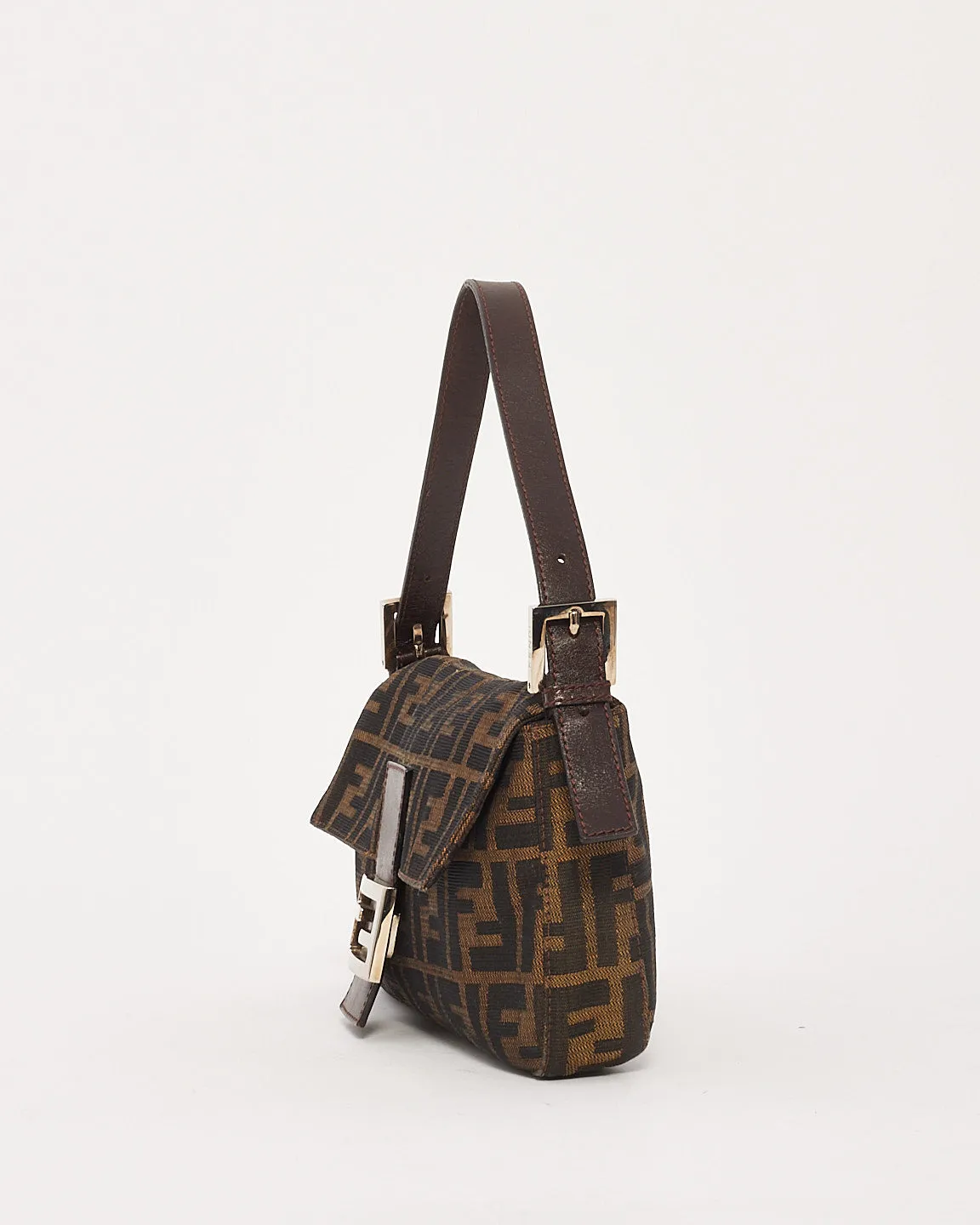 Fendi Brown Tobacco Zucca Print Baguette Shoulder Bag