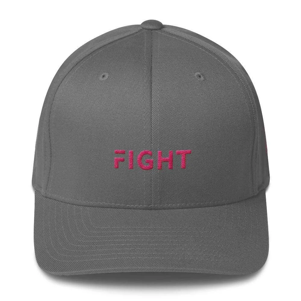 Fitted Breast Cancer Awareness Hat with Fight & Pink Ribbon