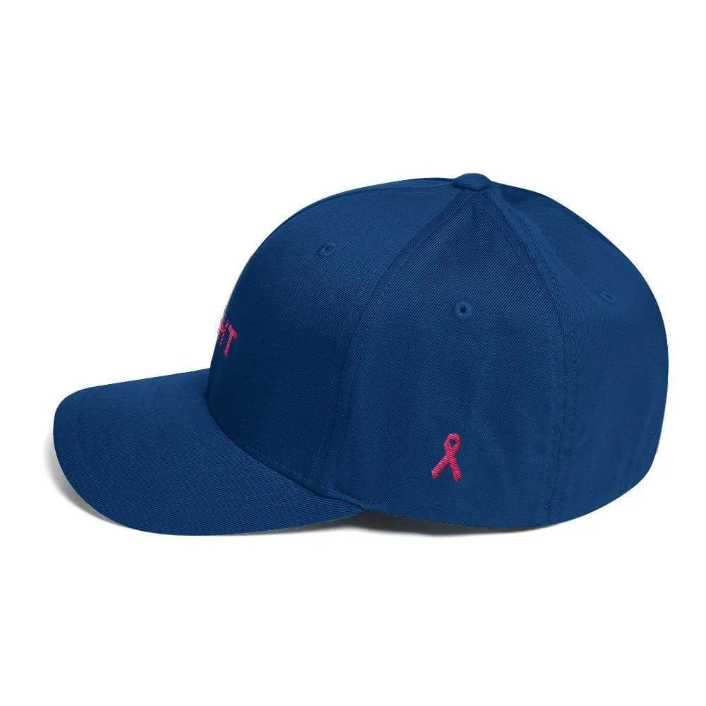 Fitted Breast Cancer Awareness Hat with Fight & Pink Ribbon