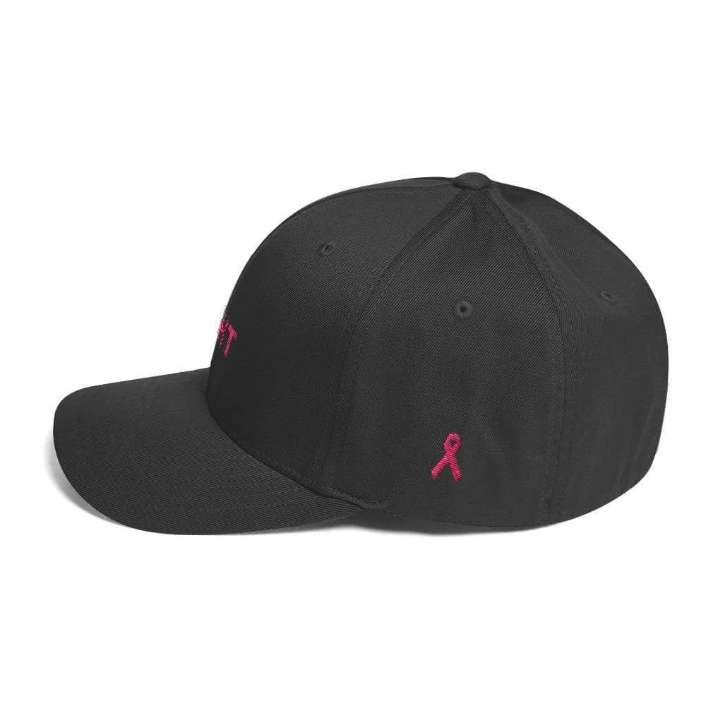 Fitted Breast Cancer Awareness Hat with Fight & Pink Ribbon